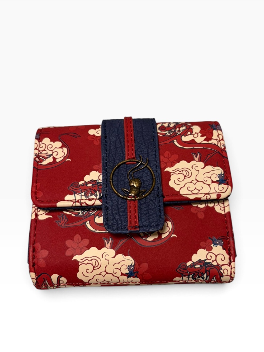 Disney Mulan Mushy Cloud Red Floral Bifold Wallet